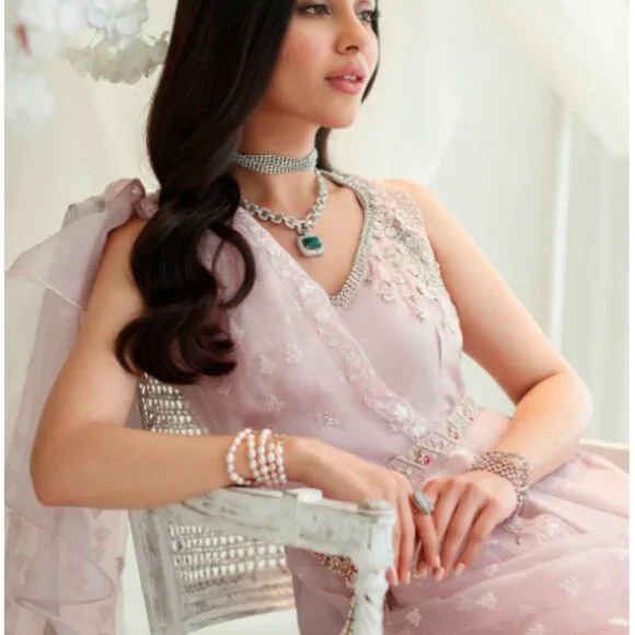 *SOLD* Farah Talib Aziz “Magnolia Rose” Saree Dress • Size XS • Pre-Loved - Picture 2 of 7